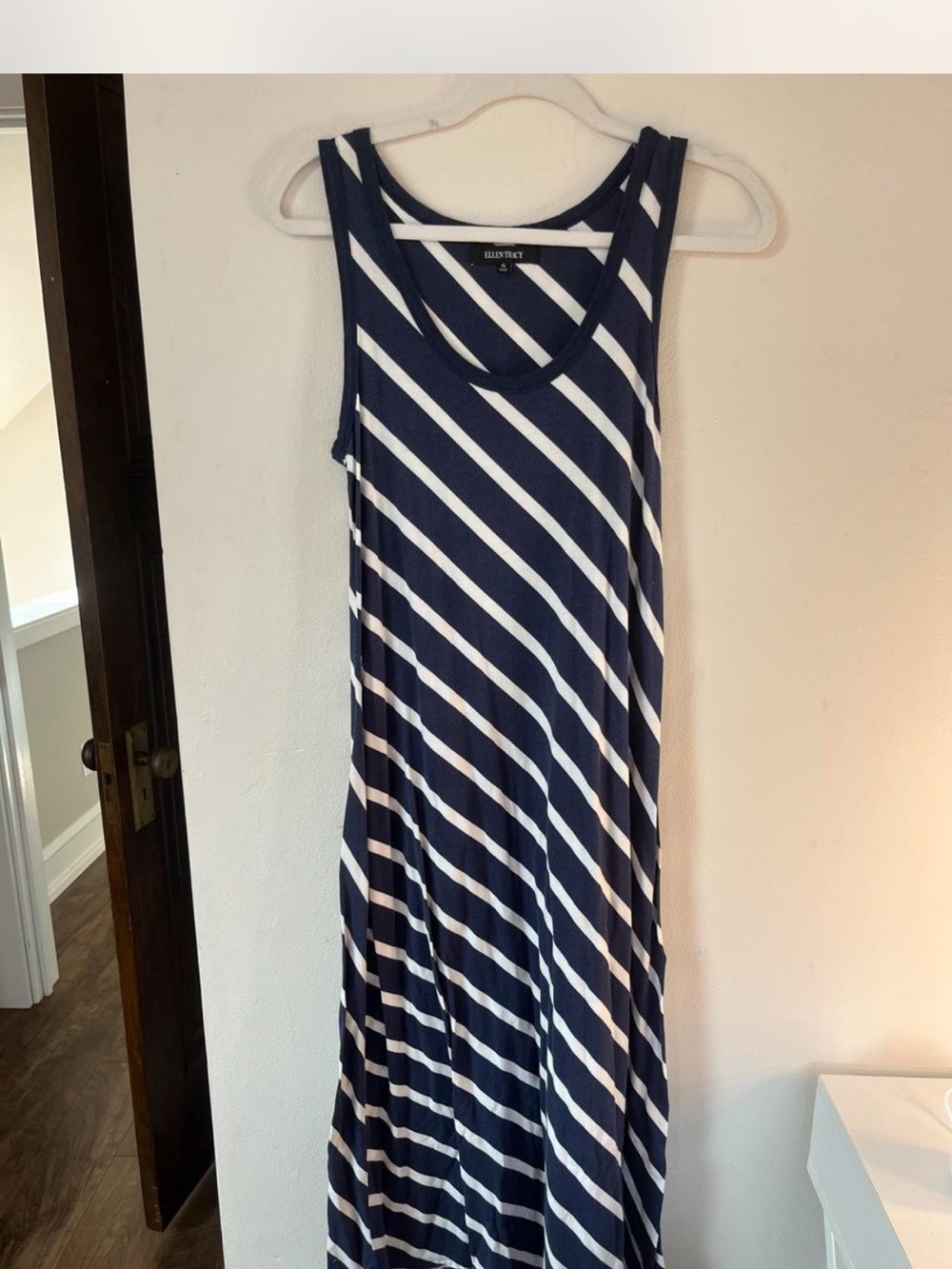 Ella Moss Navy & White Striped Maxi Dress